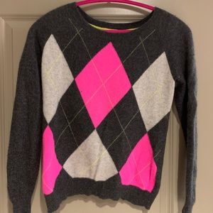 Cashmere Pink & Gray Argyle Sweater